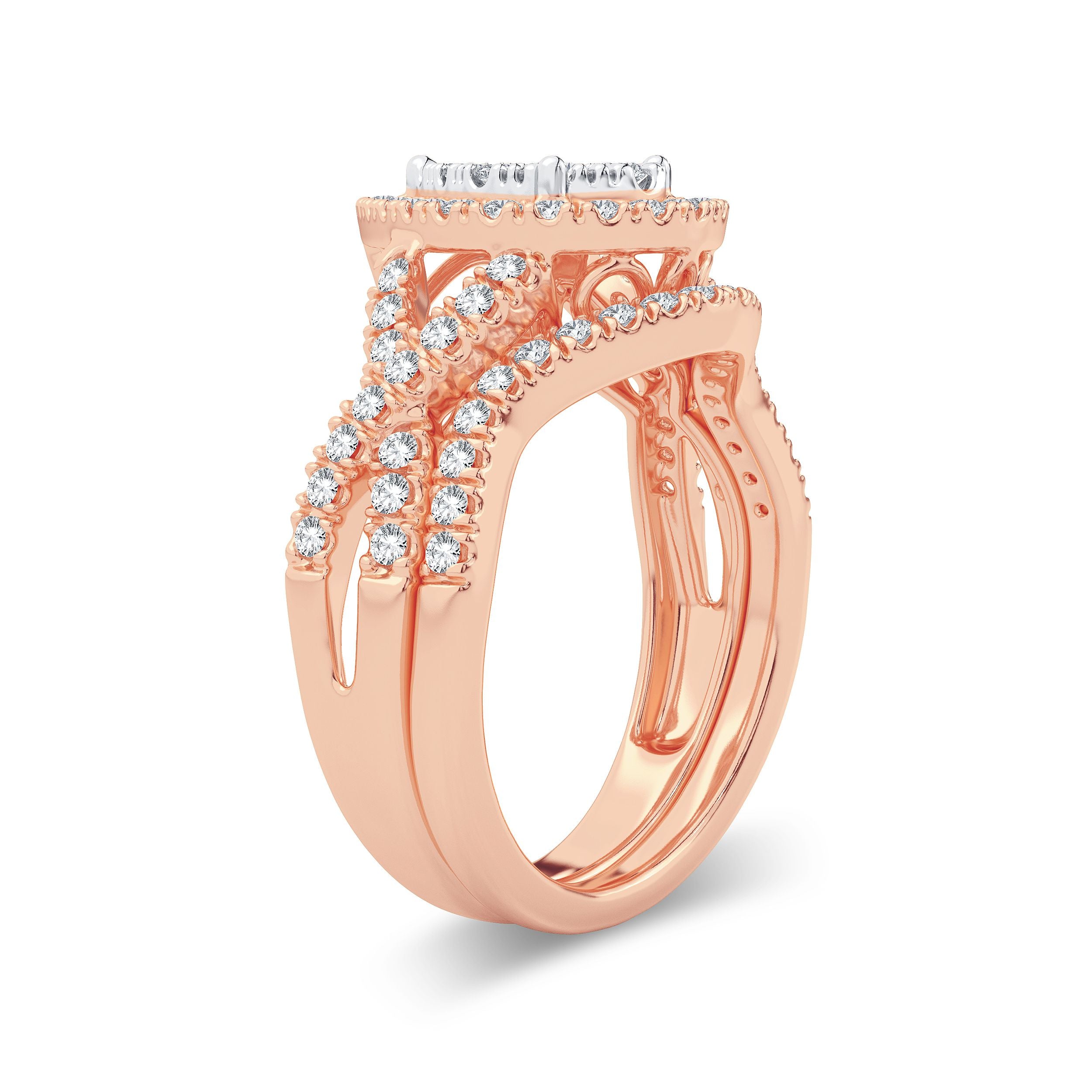 14K White Gold Exquisite 1.00Ct Diamond Bridal Ring