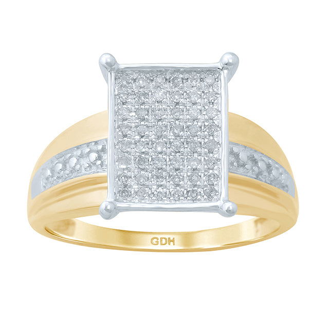 10K Yellow Yellow Gold Ladies Micro Pave Diamond Ring With 0.12-0.13Ct Round Diamonds