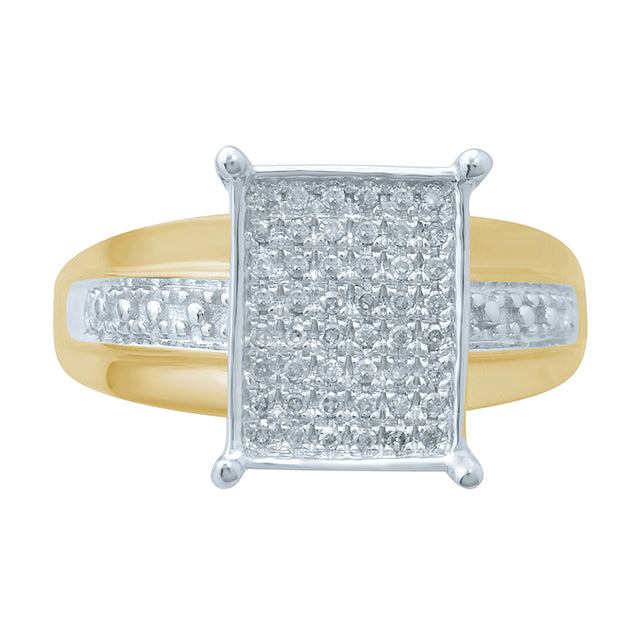 10K Yellow Yellow Gold Ladies Micro Pave Diamond Ring With 0.12-0.13Ct Round Diamonds