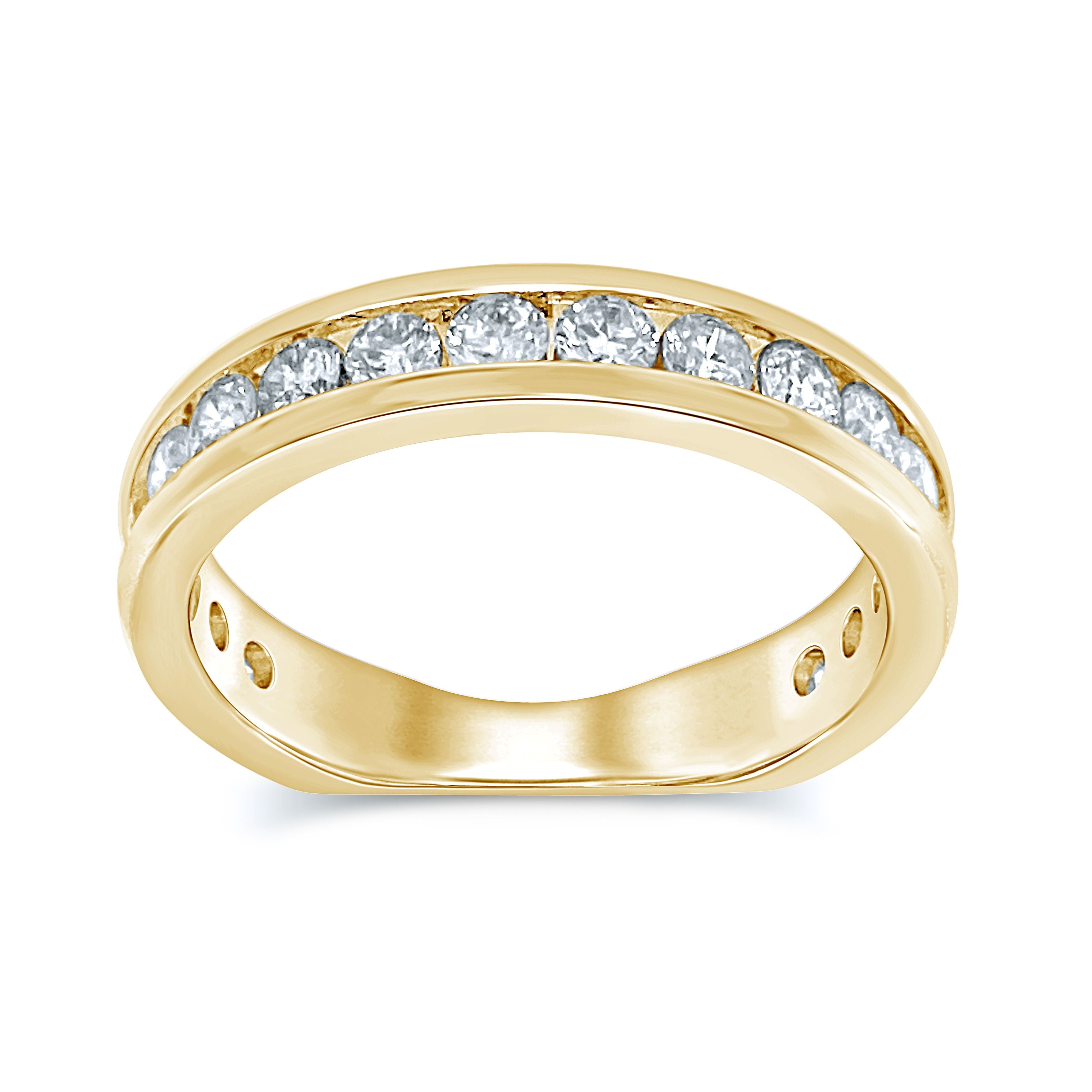 14K Yellow Gold Dazzling 0.10Ct Diamond Band (18 Diamond Stones)