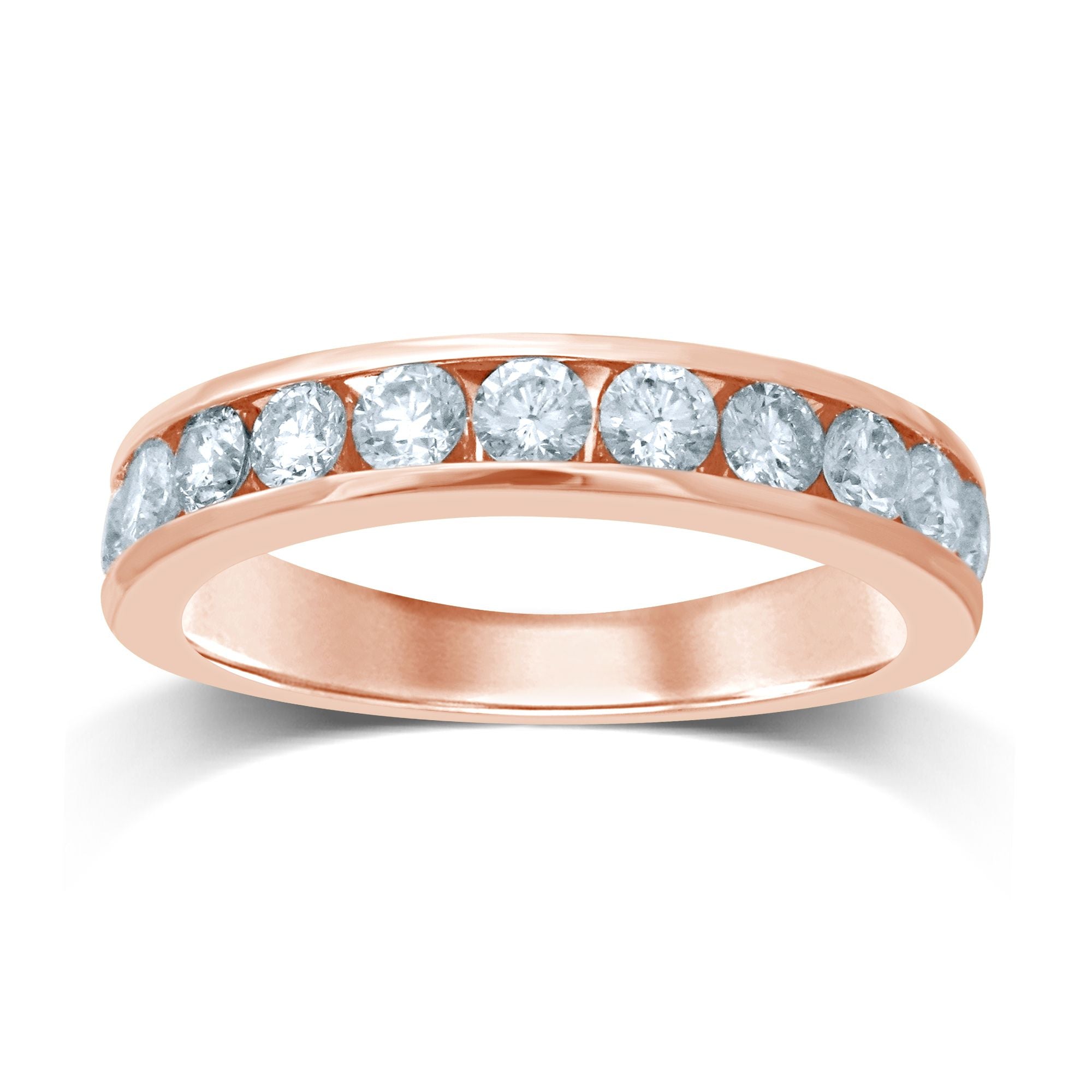 14K Rose Gold Magnifcnet 1.00Ct Diamond Band (11 Diamond Stones)