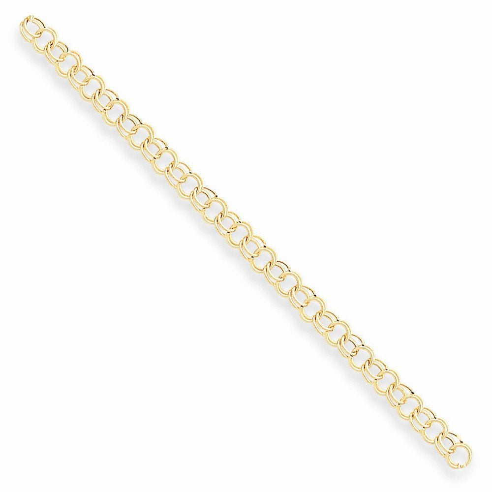 14K Hollow Double Link Charm Bracelet