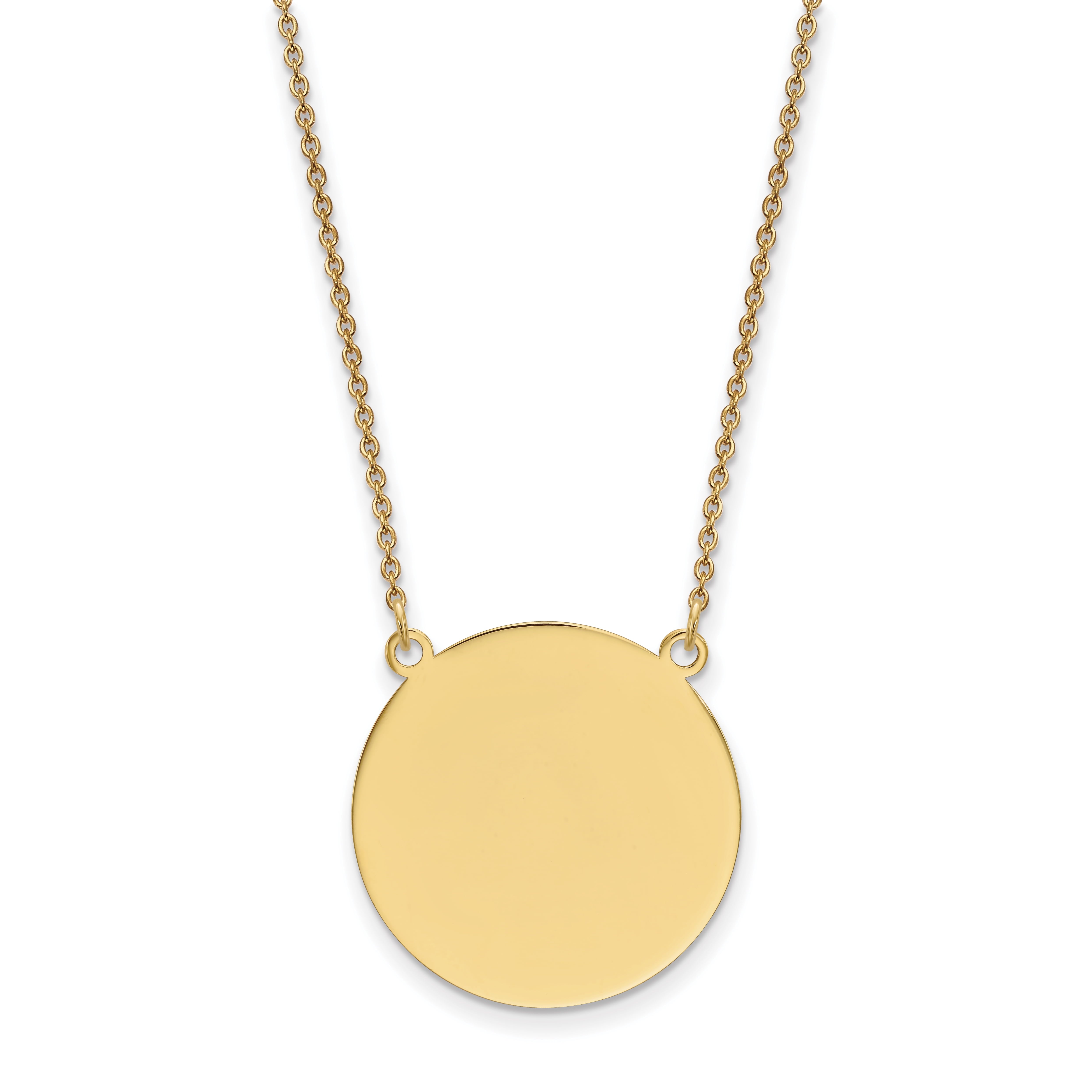 14K Plain .013 Gauge Circular Engravable Disc 18In Necklace