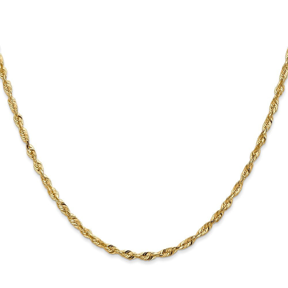 14K 20 Inch 2.5Mm Extra Light Diamond-Cut Rope With Lobster Clasp Chain