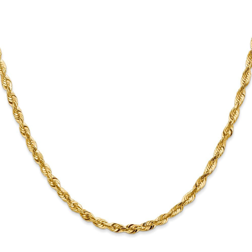 14K 24 Inch 4Mm Extra Light Diamond-Cut Rope With Lobster Clasp Chain