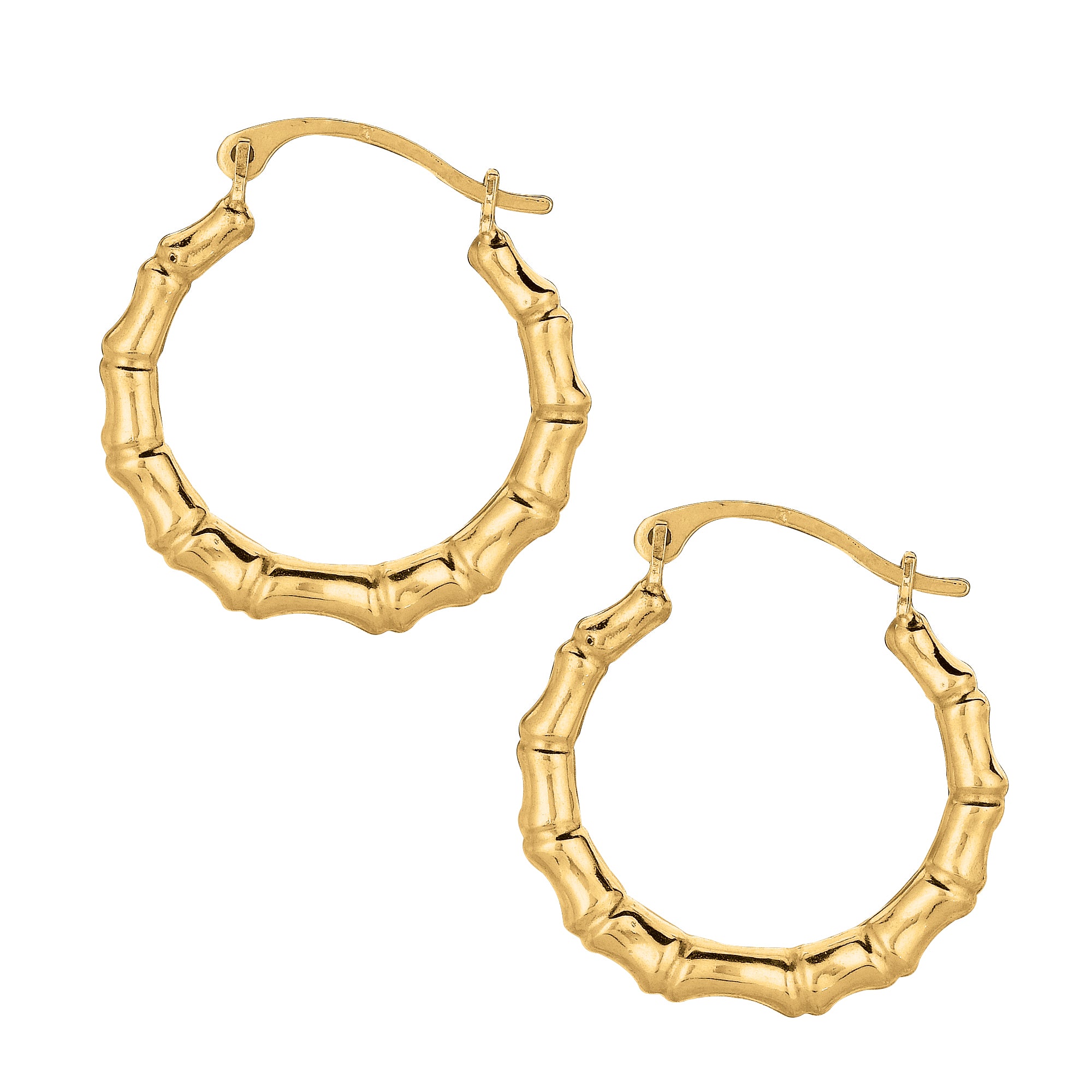 10K Yellow Gold Bamboo Hoop Earring