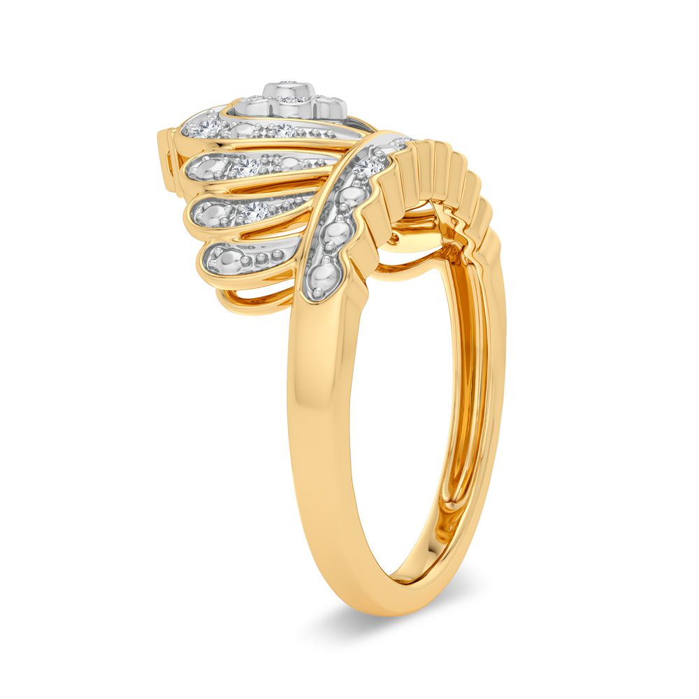 10K Yellow Gold Elegant 0.10Ct Diamond Fashion Ring