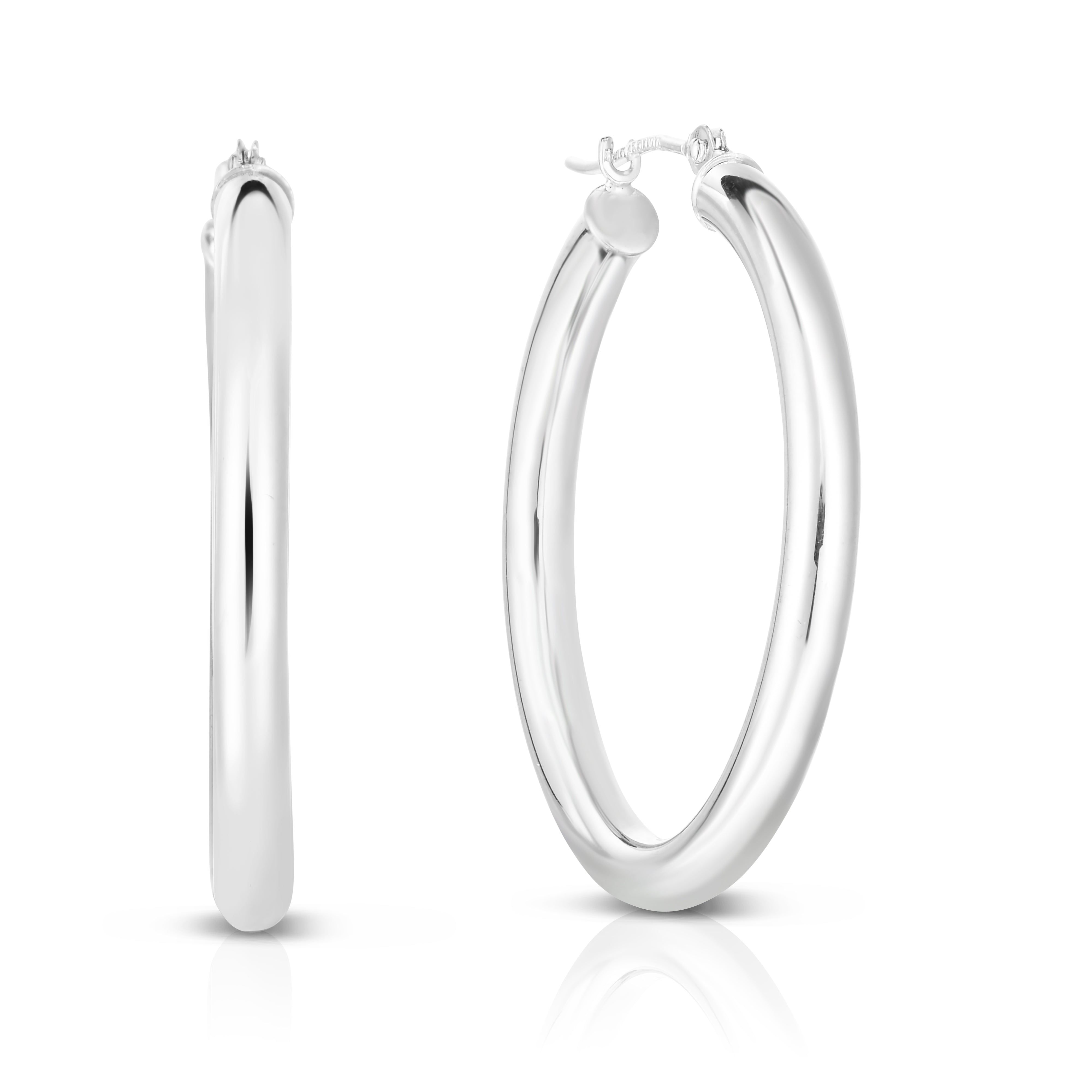 10K White Gold 3X30Mm Hoop Earring