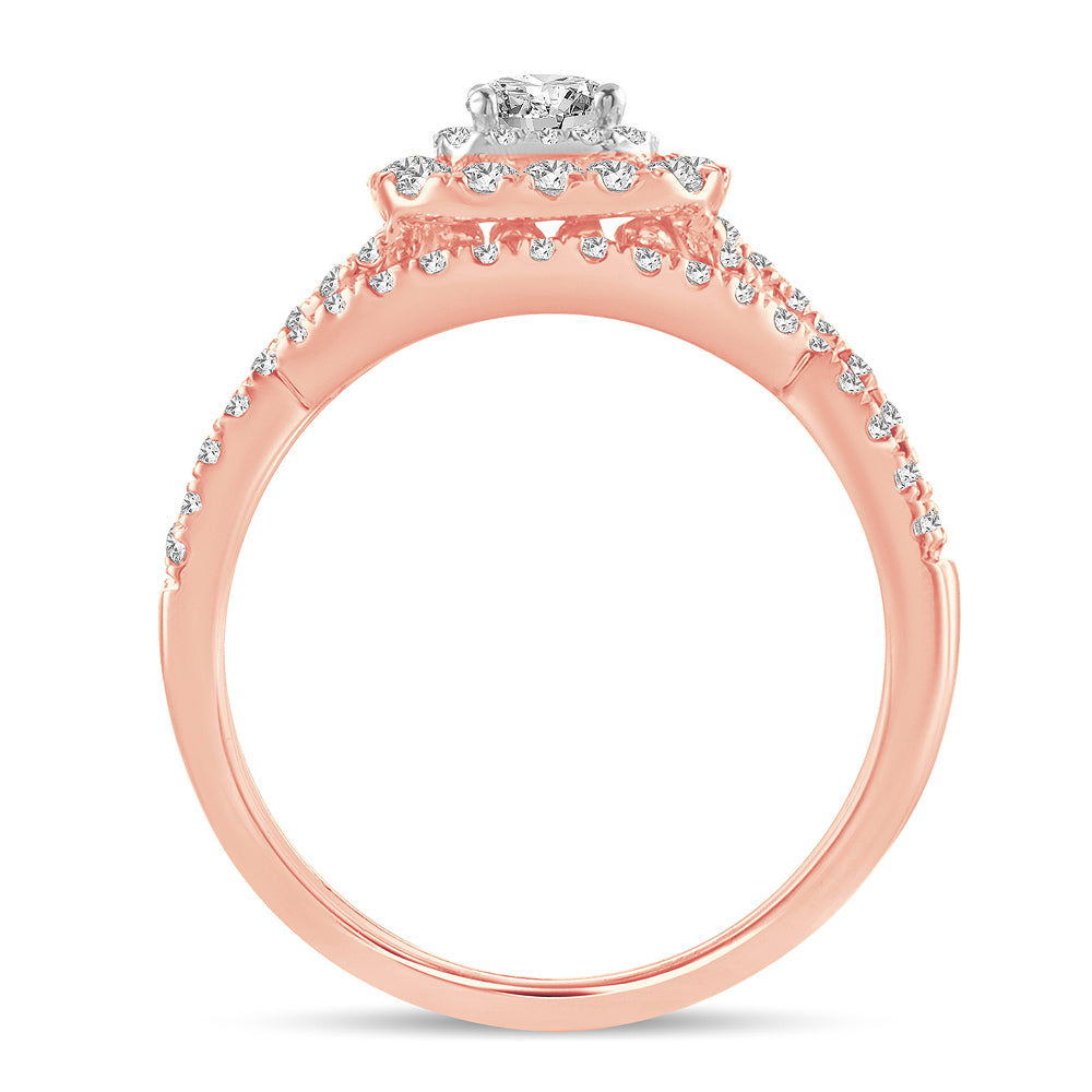 14K Rose Gold Exquisite 1.00Ct Diamond Bridal Ring