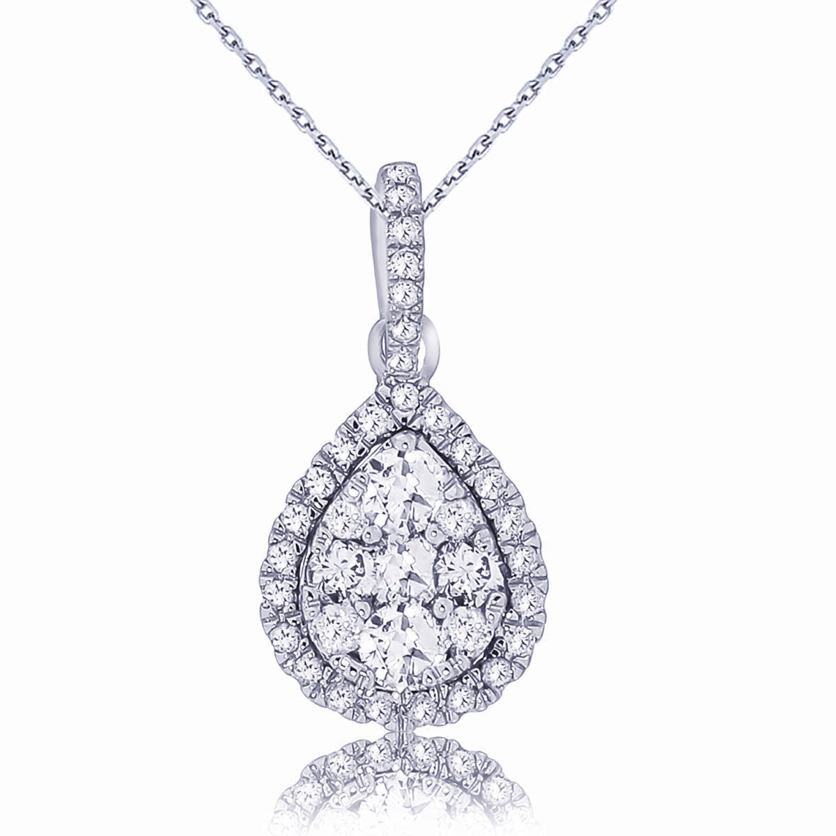 14K White Gold Elegant 0.50Ct Diamond Pendnat