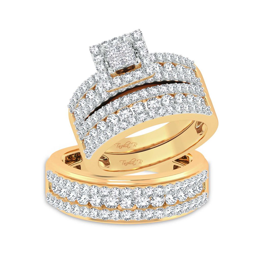 14K Yellow Gold 2.83Ct Diamond Trio Set