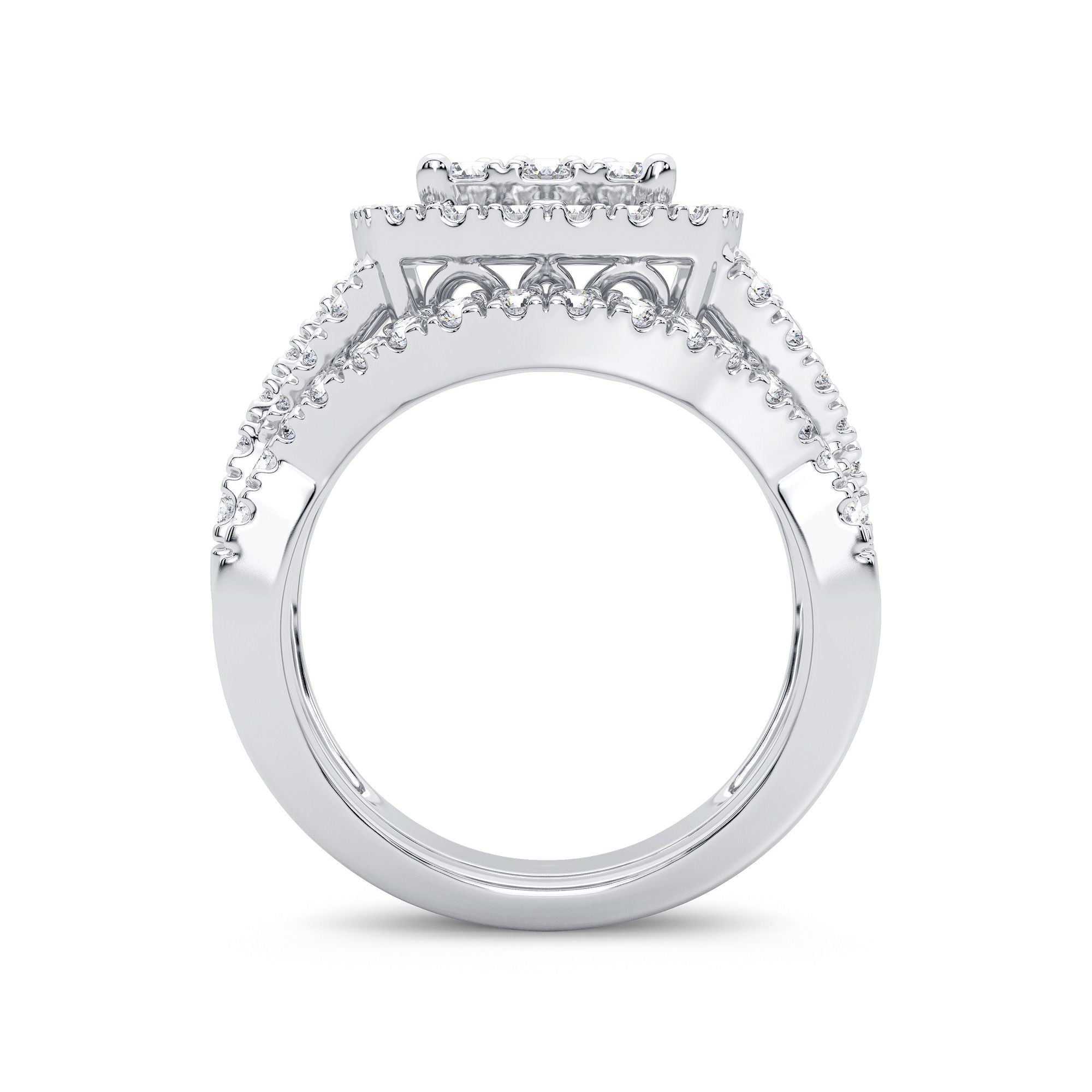 14K White Gold Beautiful 2.00Ct Diamond Bridal Ring