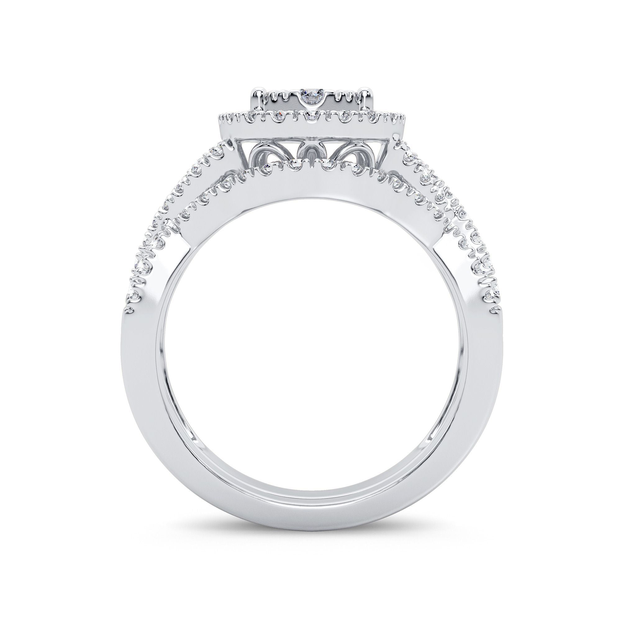 14K White Gold Magnifcnet 1.00Ct Diamond Bridal Ring