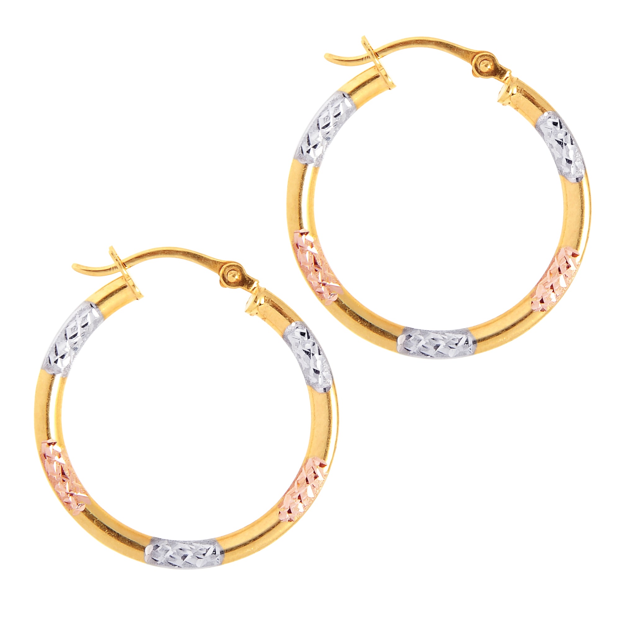 10K Gold Diamond Cut Hoop Earring