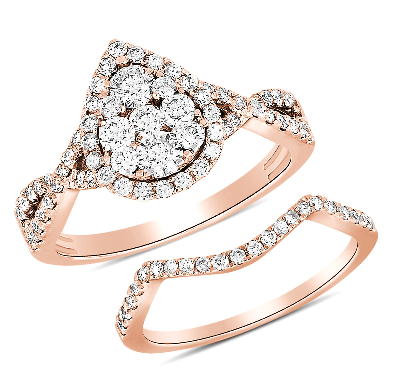 14K Rose Gold Beautiful 1.00Ct Diamond Bridal Ring