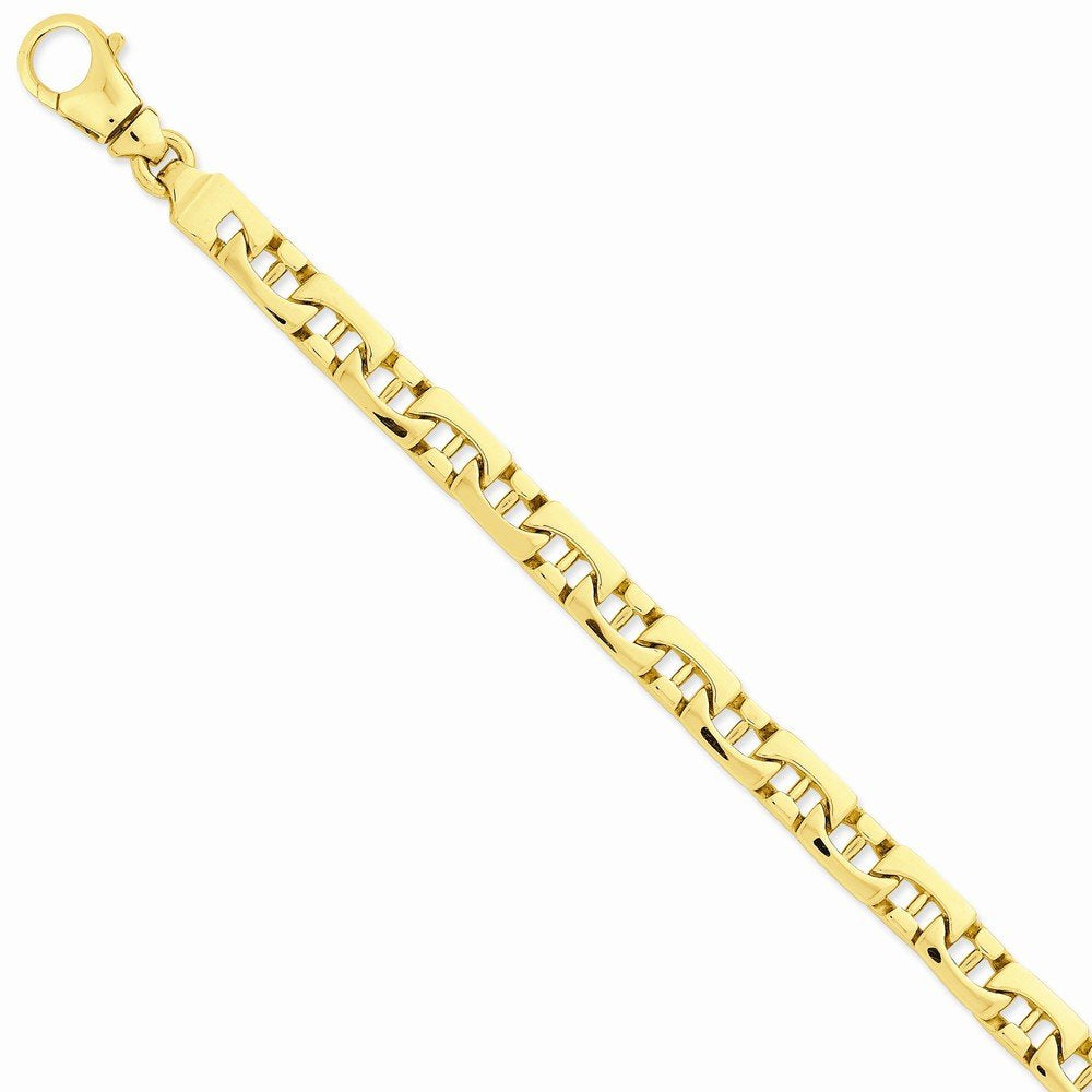 14K 8.5 Inch 8.5Mm Hand Polished Fancy Link With Fancy Lobster Clasp Bracelet
