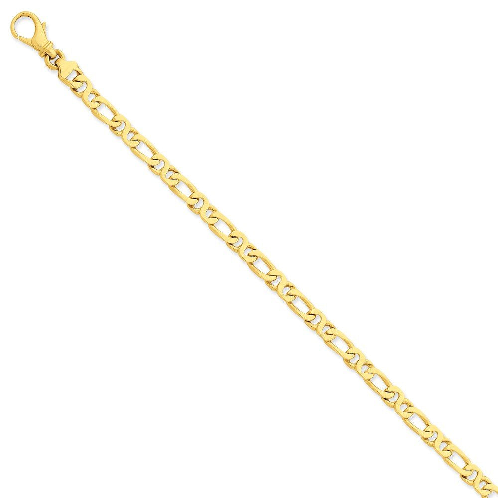 14K 7 Inch 4.8Mm Hand Polished Fancy Link With Fancy Lobster Clasp Bracelet