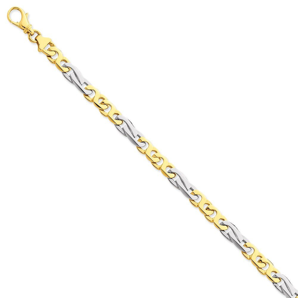 14K Two-Tone 24 Inch 6Mm Hand Polished Fancy Link With Fancy Lobster Clasp Chain