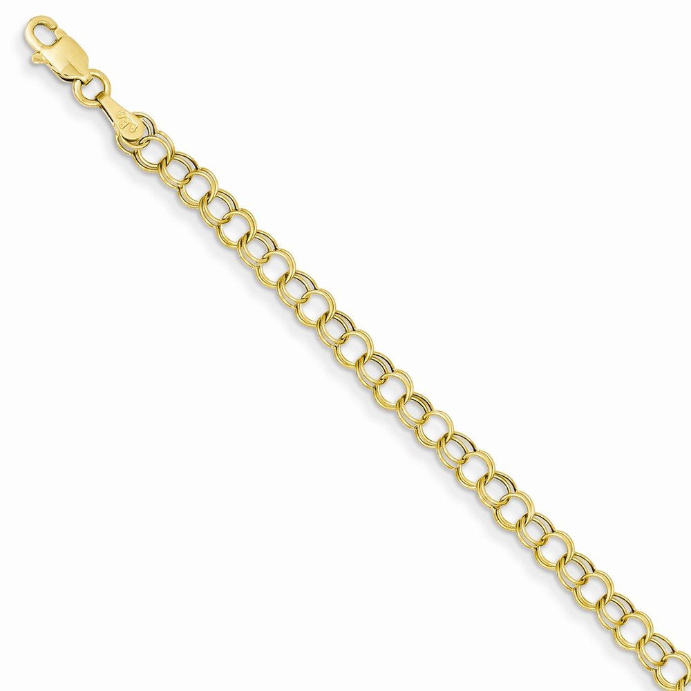 14K Hollow Double Link Charm Bracelet