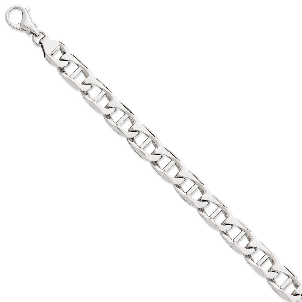 14K White Gold 8 Inch 10.3Mm Hand Polished Fancy Anchor Link With Fancy Lobster Clasp Bracelet