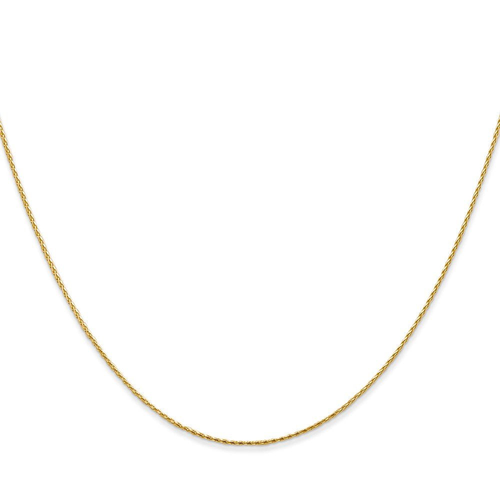 14K 14 Inch .8Mm Diamond-Cut Parisian Wheat With Lobster Clasp Chain