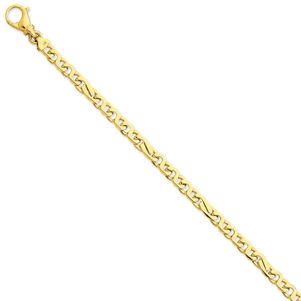 14K 7 Inch 5.8Mm Hand Polished Fancy Link With Fancy Lobster Clasp Bracelet