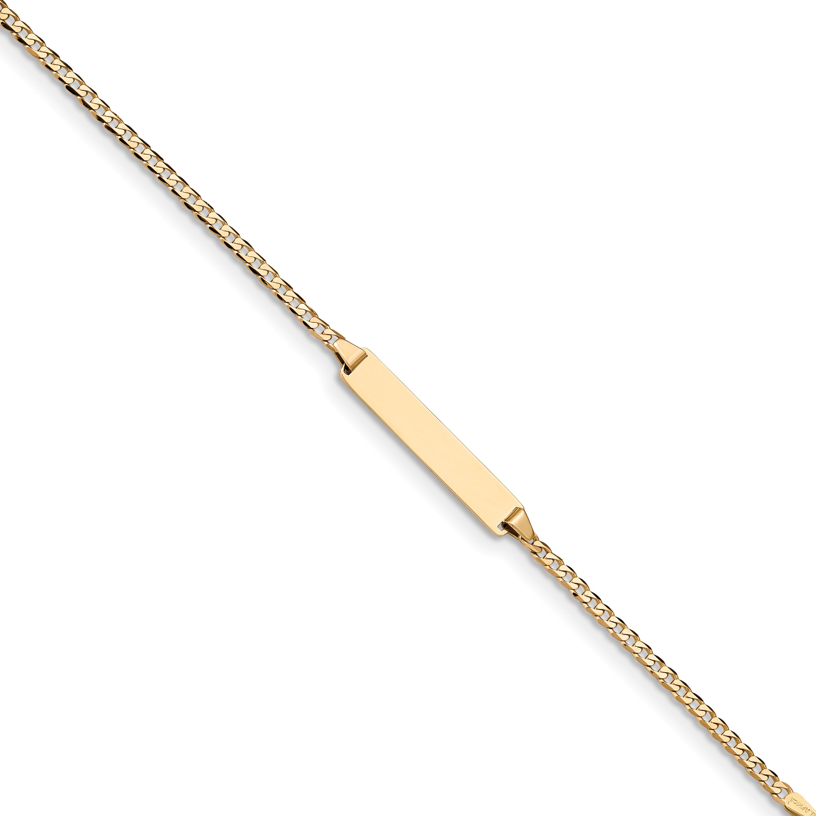 14K Flat Curb Link Id Bracelet