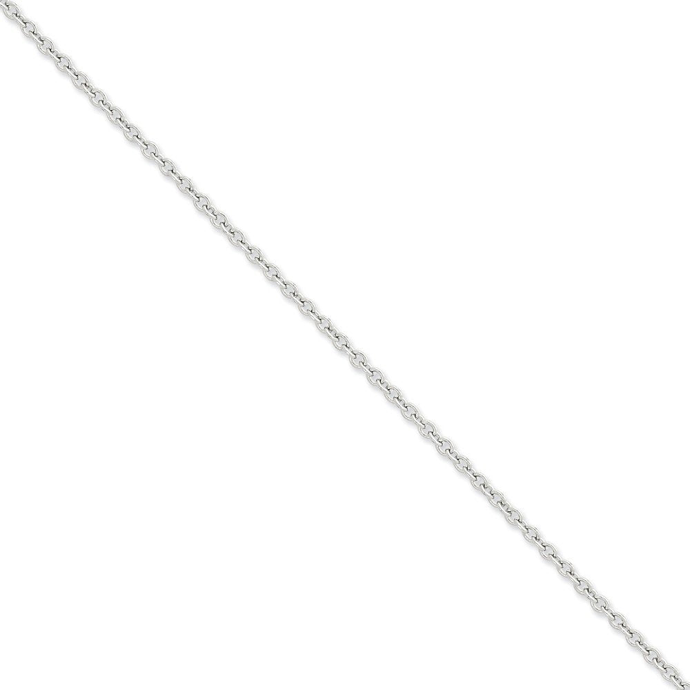 14K White Gold 16 Inch 3.2Mm Round Open Link Cable With Lobster Clasp Chain