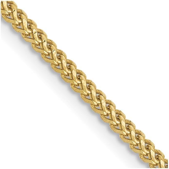 10kt Solid Yellow Gold Two Tone Diamond Cut 2 MM Franco Chain