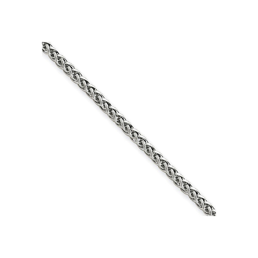 14K White Gold 20 Inch 2Mm Semi-Solid 3-Wire Wheat With Lobster Clasp Chain