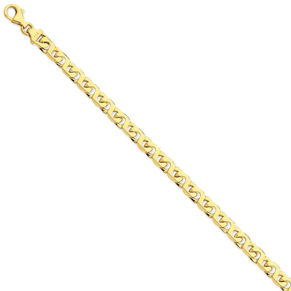 14K 8 Inch 6.2Mm Hand Polished Fancy Link With Fancy Lobster Clasp Bracelet
