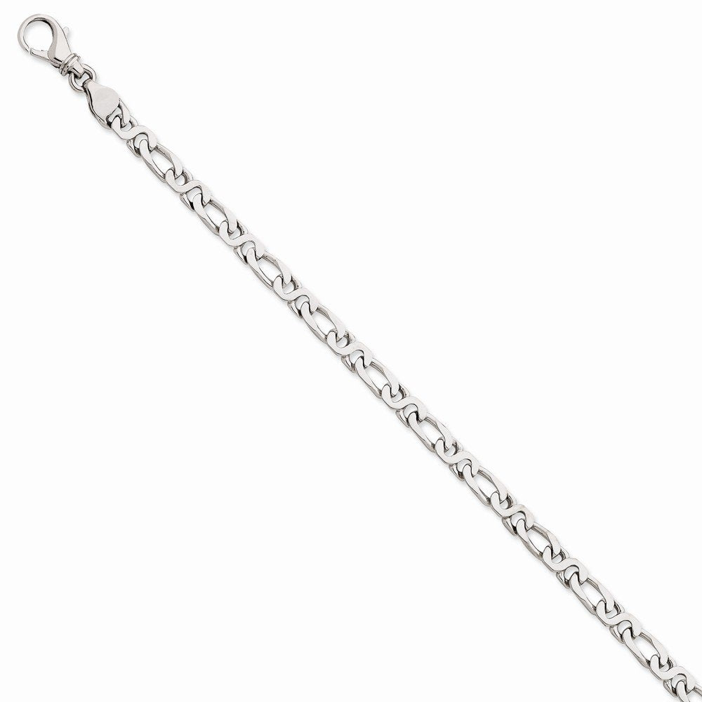 14K White Gold 8 Inch 4.8Mm Hand Polished Fancy Link With Fancy Lobster Clasp Bracelet