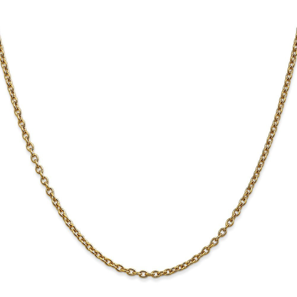 14K 24 Inch 2.4Mm Round Open Link Cable With Lobster Clasp Chain