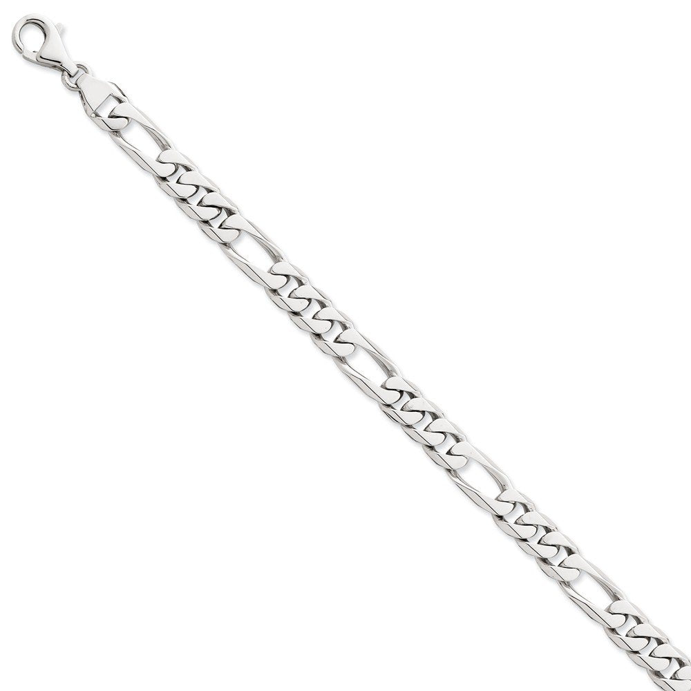 14K White Gold 8 Inch 8Mm Hand Polished Figaro Link With Fancy Lobster Clasp Bracelet