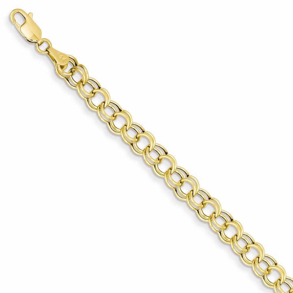 14K Hollow Double Link Charm Bracelet