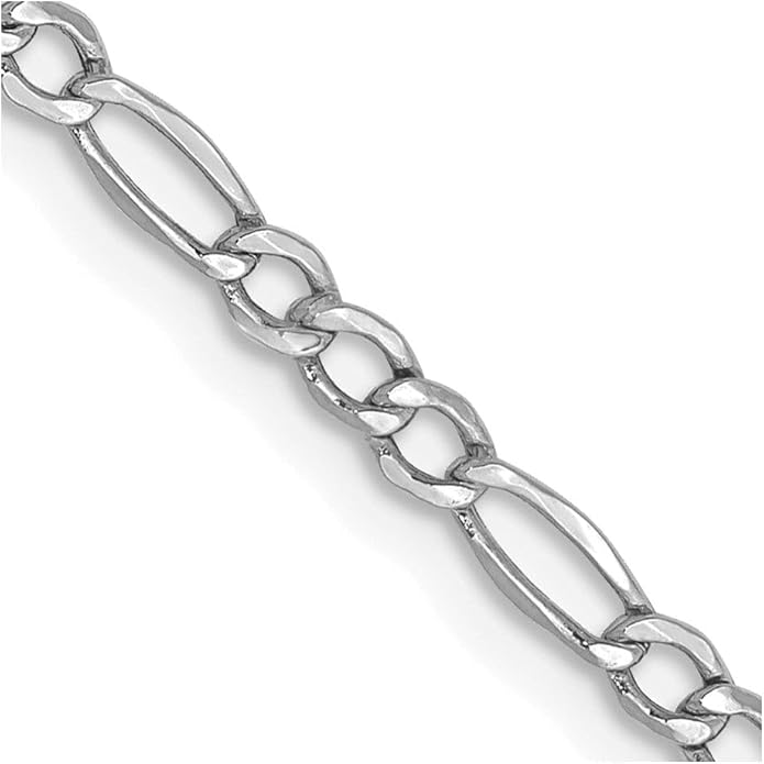 14k White Gold Semi-Solid Figaro Chain
