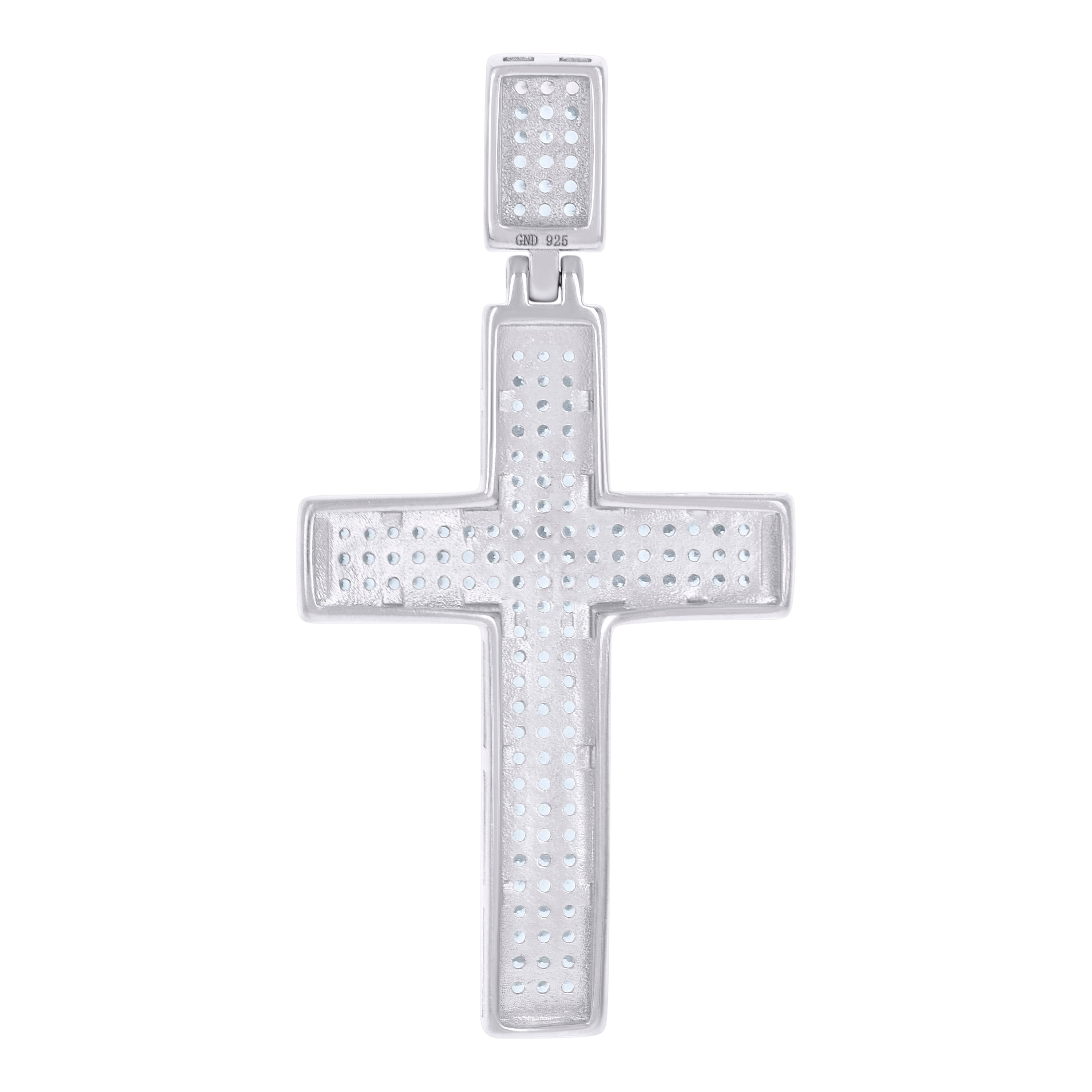 925 Sterling Silver Mens Cubic Zirconia Cross Religious Charm Pendant