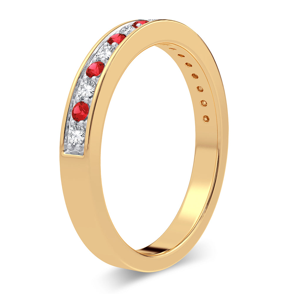 14K Yellow Gold Beautiful 0.12Ct Gemstones With Diamonds Band
