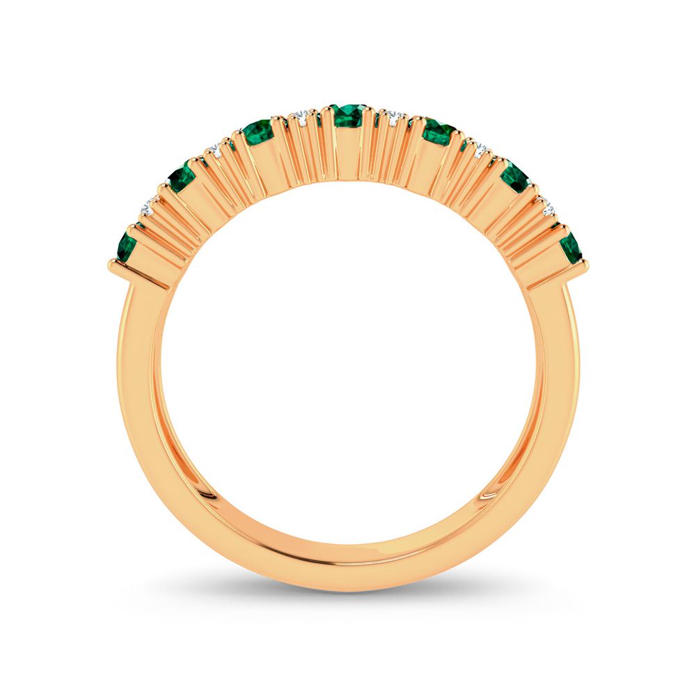 14K Yellow Gold 0.10Ct Diamond Emerald Ring