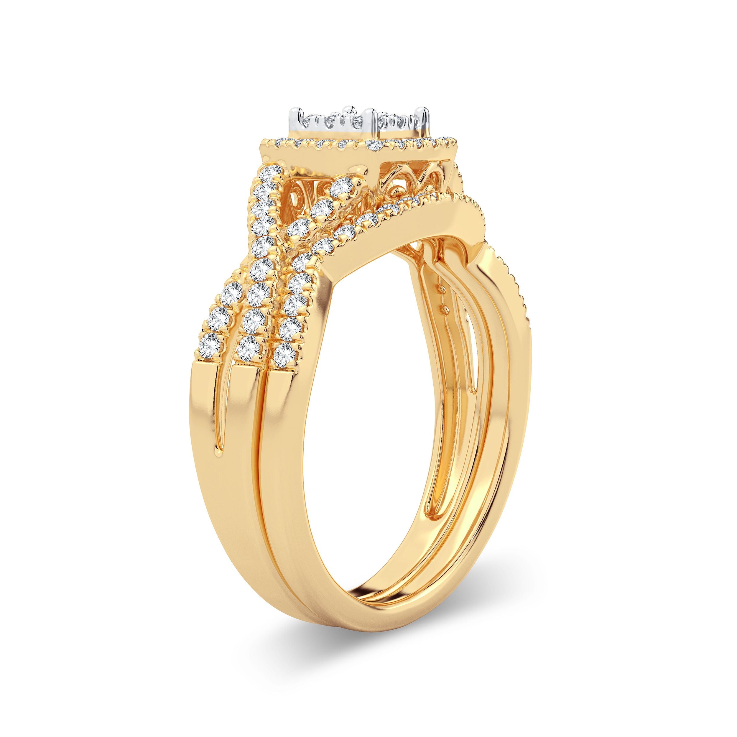 14K Yellow Gold Exquisite 0.50Ct Diamond Bridal Ring