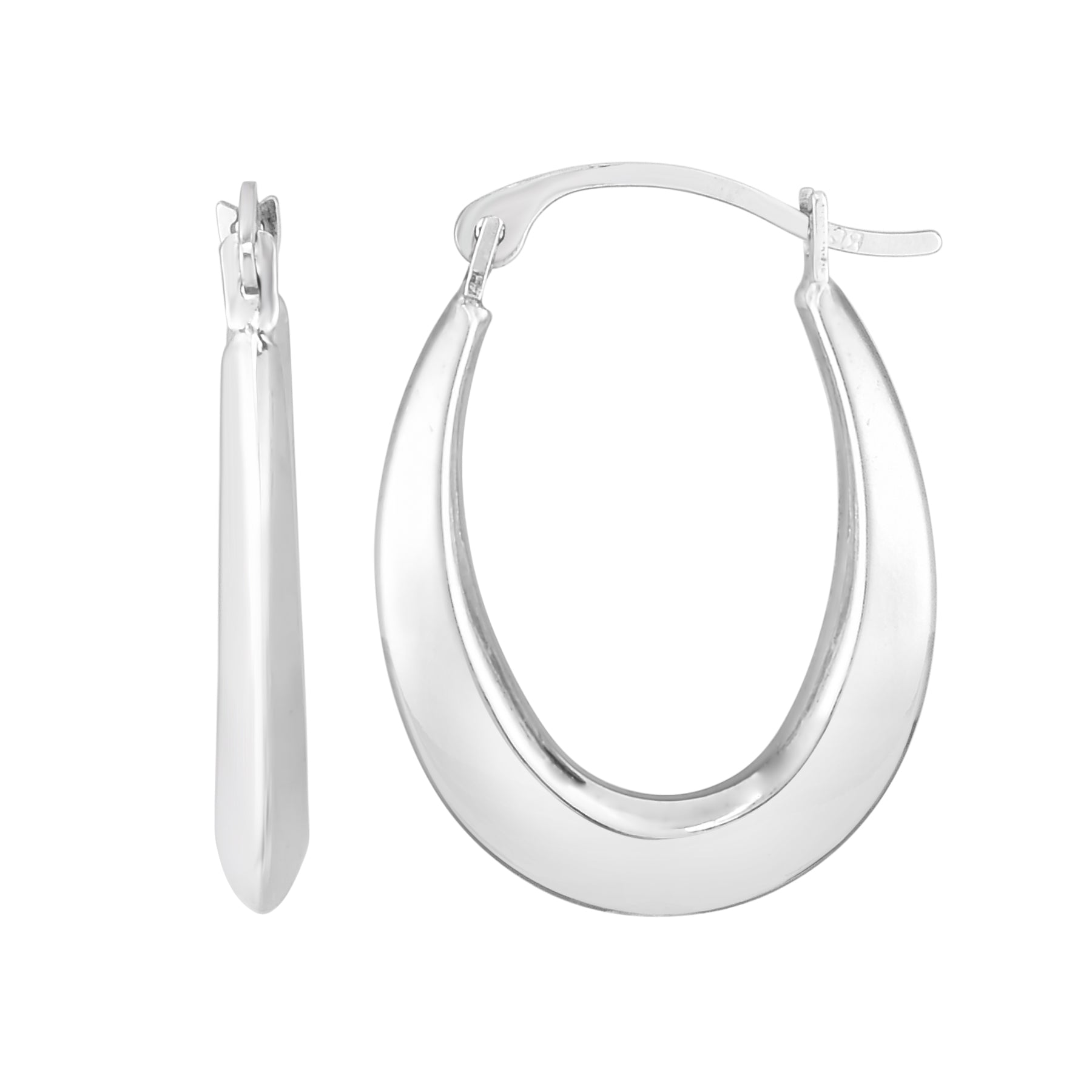 10K Yellow Gold Polished Graduated Oval Light Weight Hoop