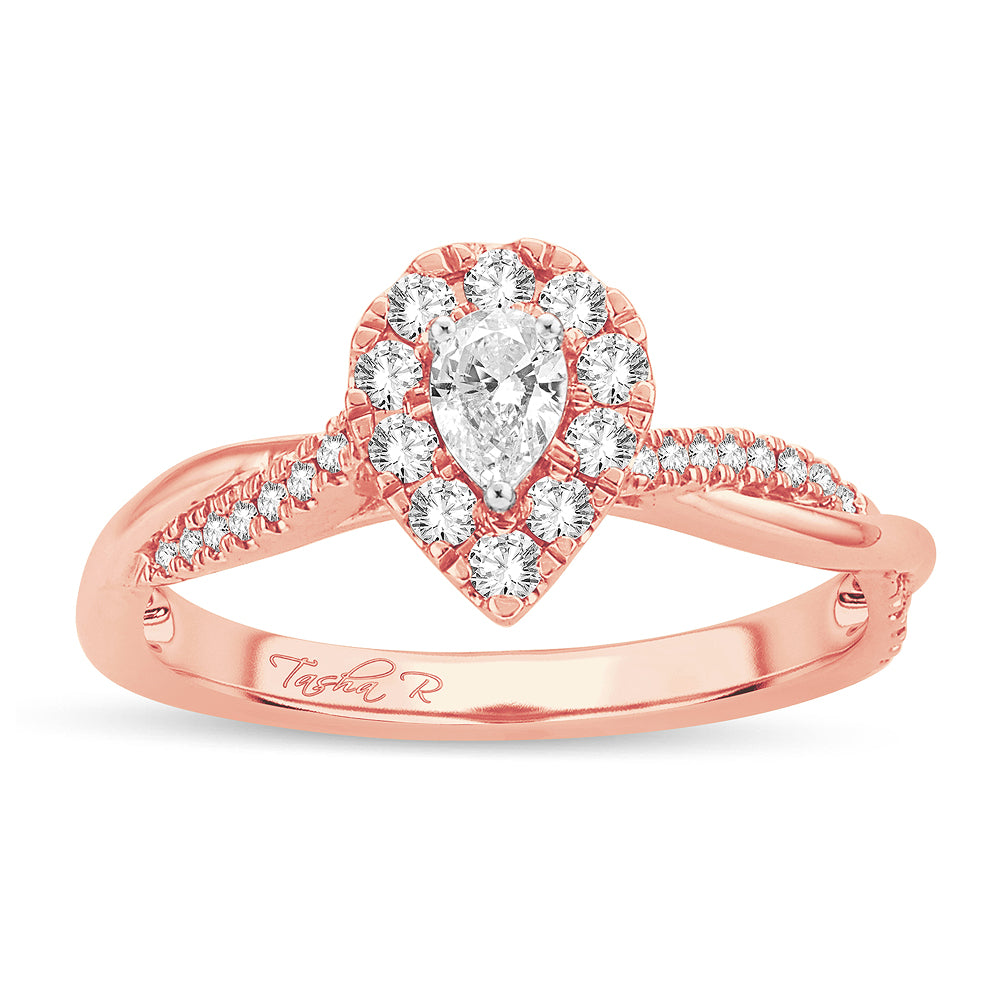 14K Rose Gold Elegant 0.50Ct Diamond Ring