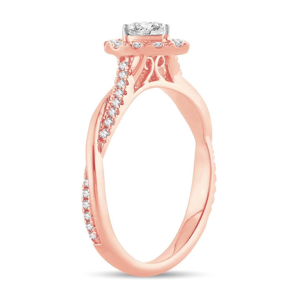 14K Rose Gold Elegant 0.50Ct Diamond Ring