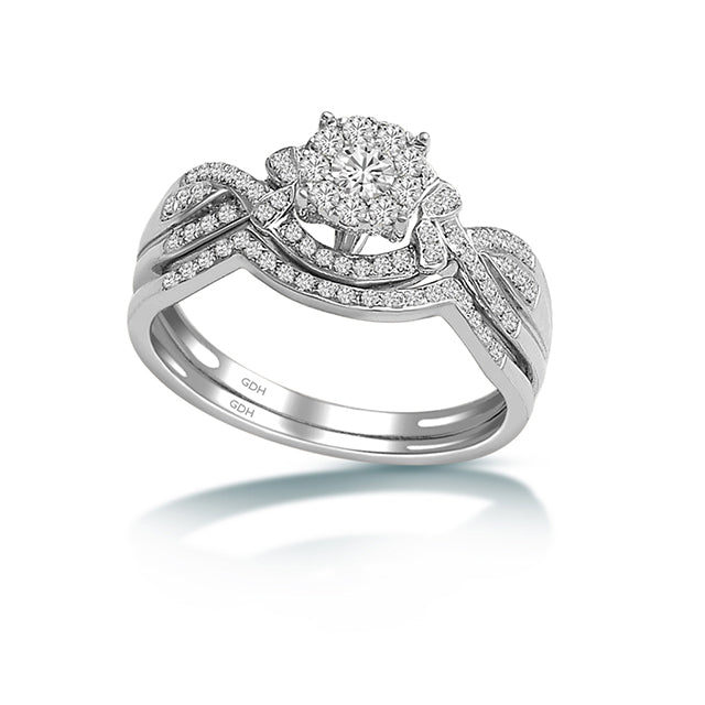 14K White White Gold Ladies Ring With 0.50 Ct Round Diamonds