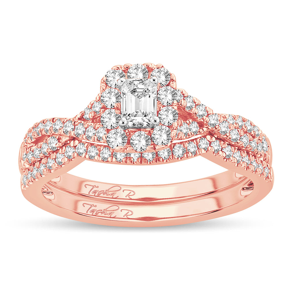 14K Rose Gold Beautiful 0.77Ct Diamond Bridal Ring