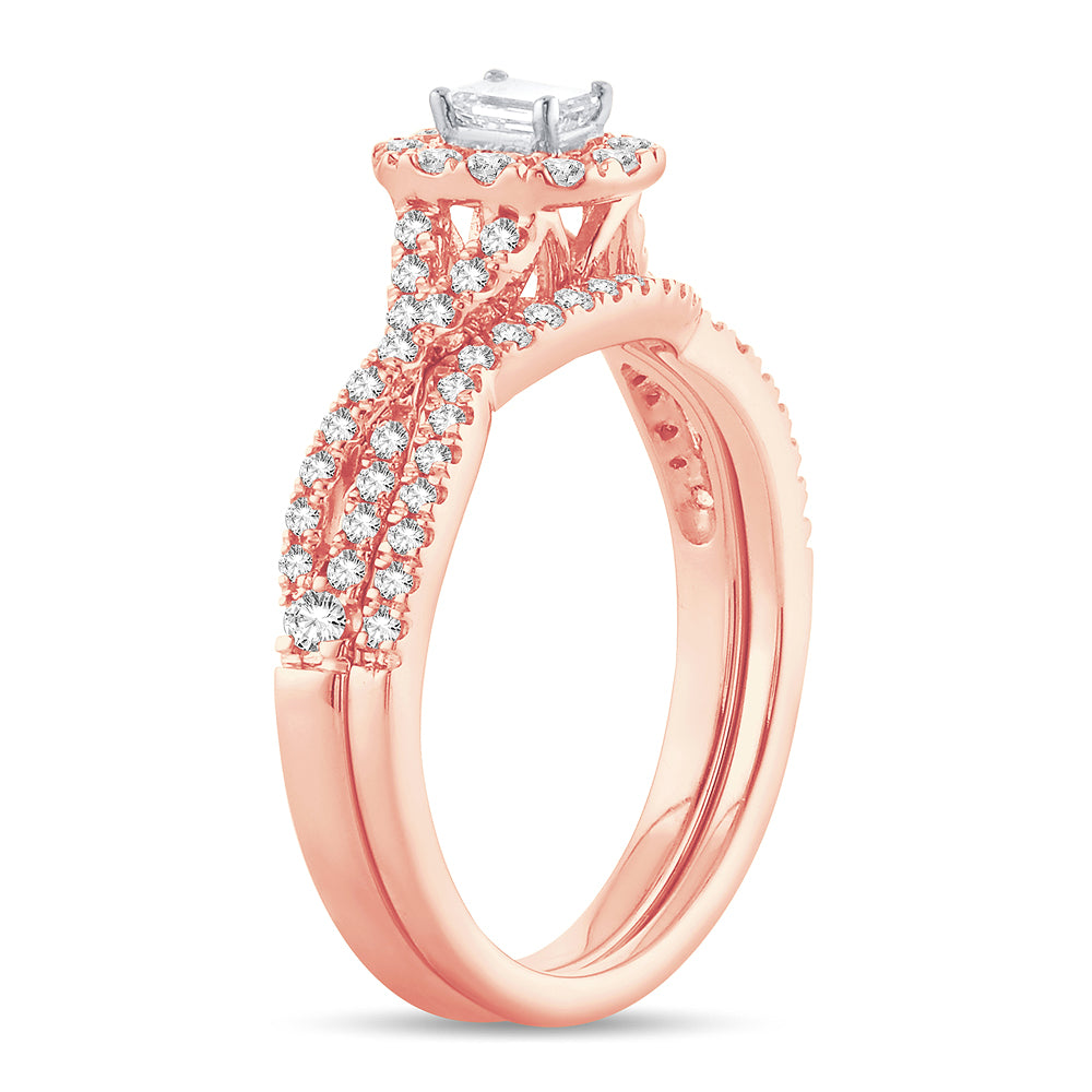 14K Rose Gold Beautiful 0.77Ct Diamond Bridal Ring