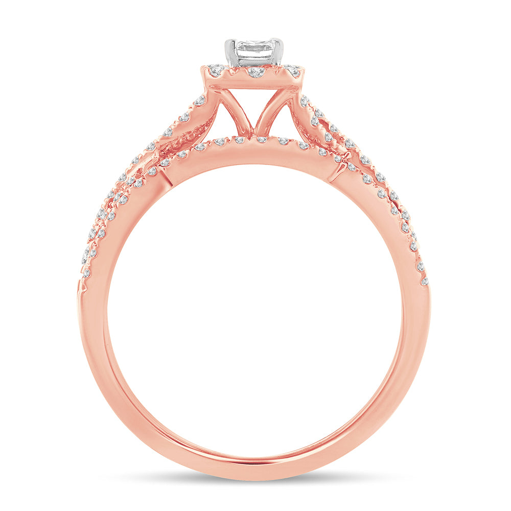 14K Rose Gold Beautiful 0.77Ct Diamond Bridal Ring