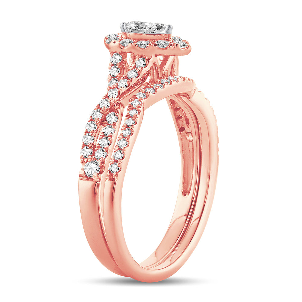 14K Rose Gold Magnifcnet 0.75 Fancy Cut Bridal