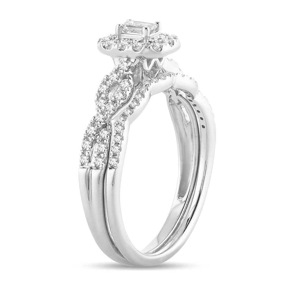 14K White Gold Dazzling 0.60Ct Diamond Bridal Ring