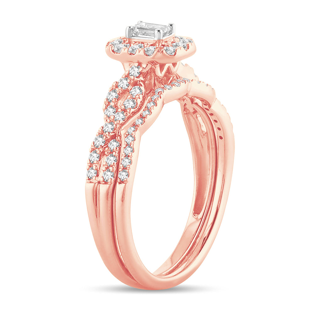 14K Rose Gold Exquisite 0.60Ct Diamond Bridal Ring